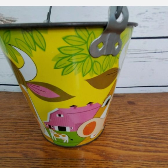 Chein Vintage Toy Bucket Pail Cow Farmhouse Decor - Picture 5 of 9